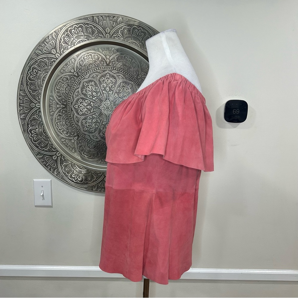 AS by DF Pink Leather Strapless Top Size : Medium - Picture 6 of 10